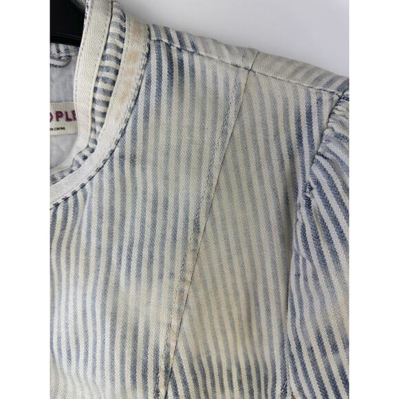 Free People Distressed Factory Bleached Out Indigo Cassie Jacket Crop Medium - Picture 7 of 16